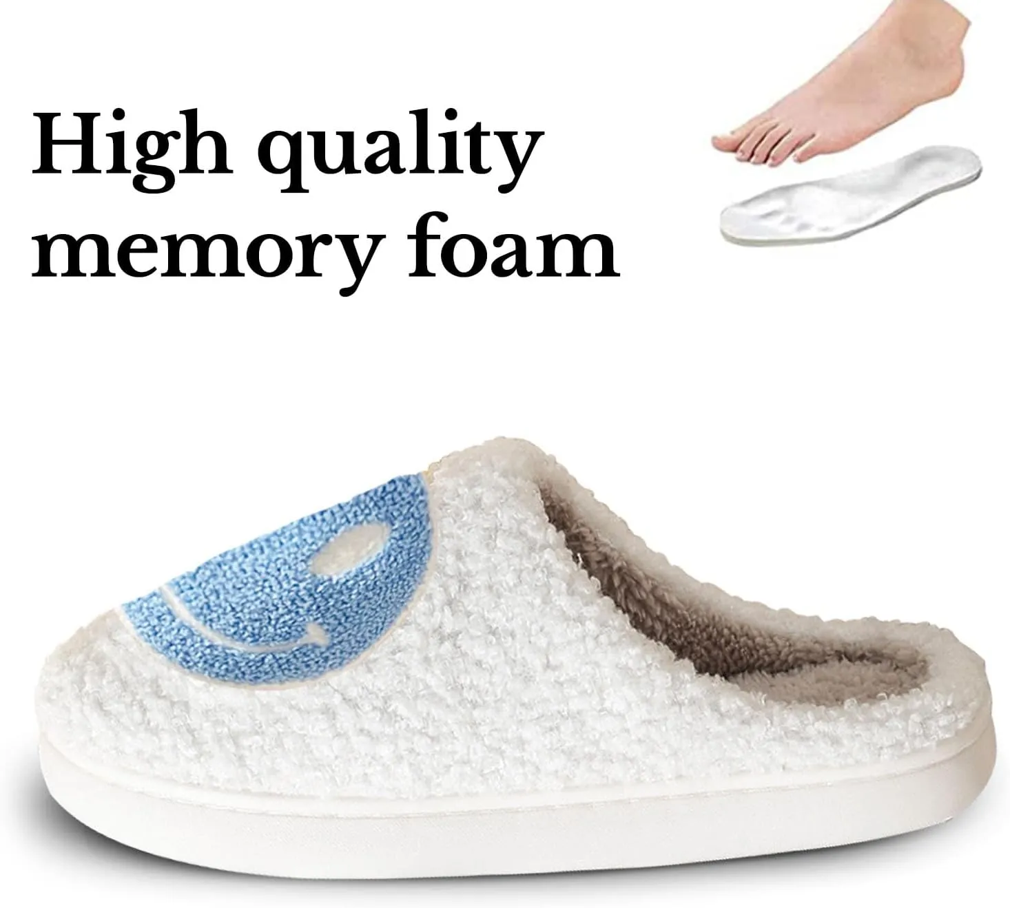 Beishani Smile Face Slippers for Women Happy face slippers Retro Soft Plush Warm Slip-on Slippers Cozy Indoor Outdoor Womens Slippers