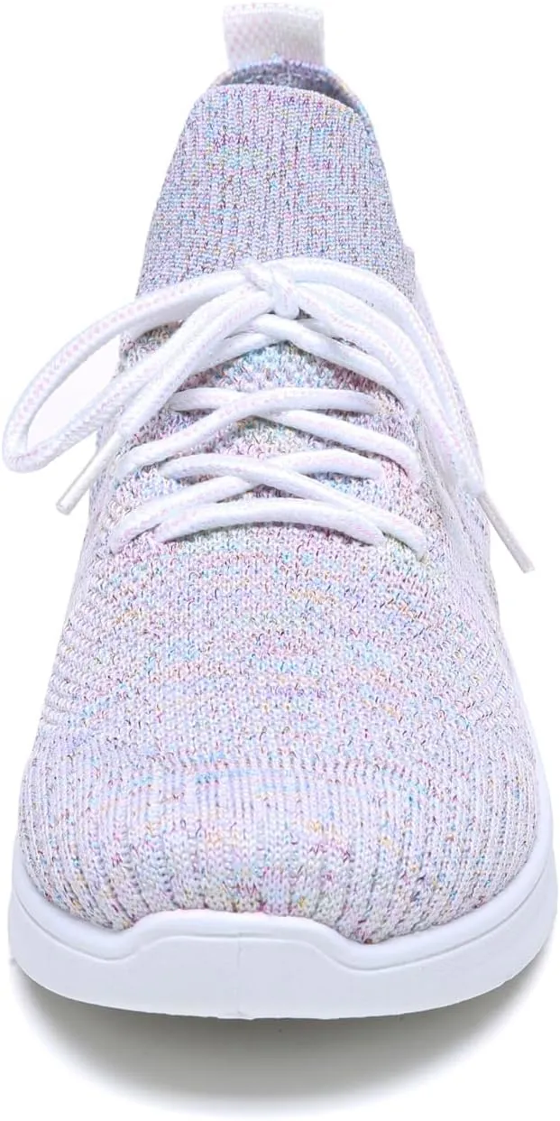 Bernal Women Sparkle Walking Tennis Shoes Casual Lace-Up Non Slip Breathable Mesh Working Sneakers Gym Workout Shoes