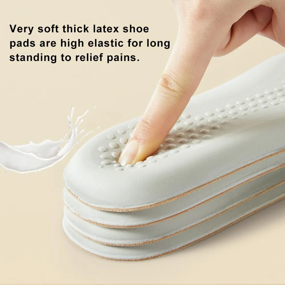 Black Leather Shoe Insoles for Men and Women Working Boots and Running Shoes Thick Foam Leather Inserts for Women Flat Feet Pains Relief and Heel Spurs Anti Skid Shoe Pads for Long Standing Fatigues