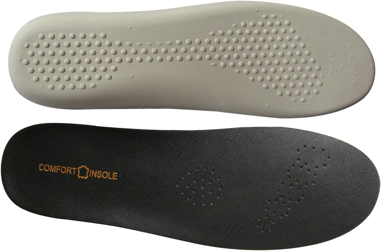 Black Leather Shoe Insoles for Men and Women Working Boots and Running Shoes Thick Foam Leather Inserts for Women Flat Feet Pains Relief and Heel Spurs Anti Skid Shoe Pads for Long Standing Fatigues