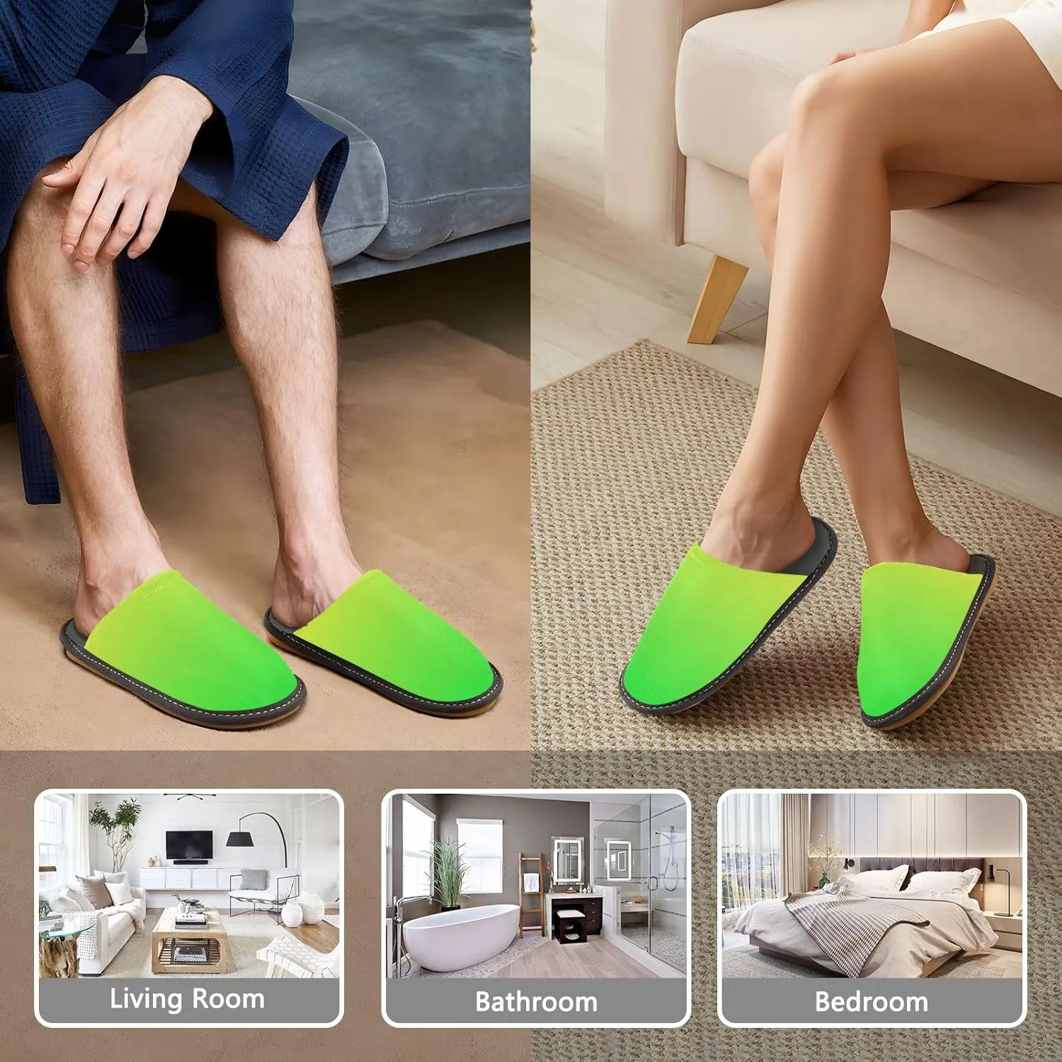 Black Red House Slippers for Women Men Non-Slip Slip On Slippers