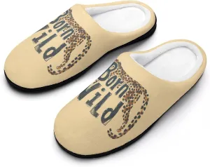Born Wild Cheetah Leopard Animal Women's Cotton House Slippers Soft Memory Foam Home Shoes Indoor Slip On Shoes