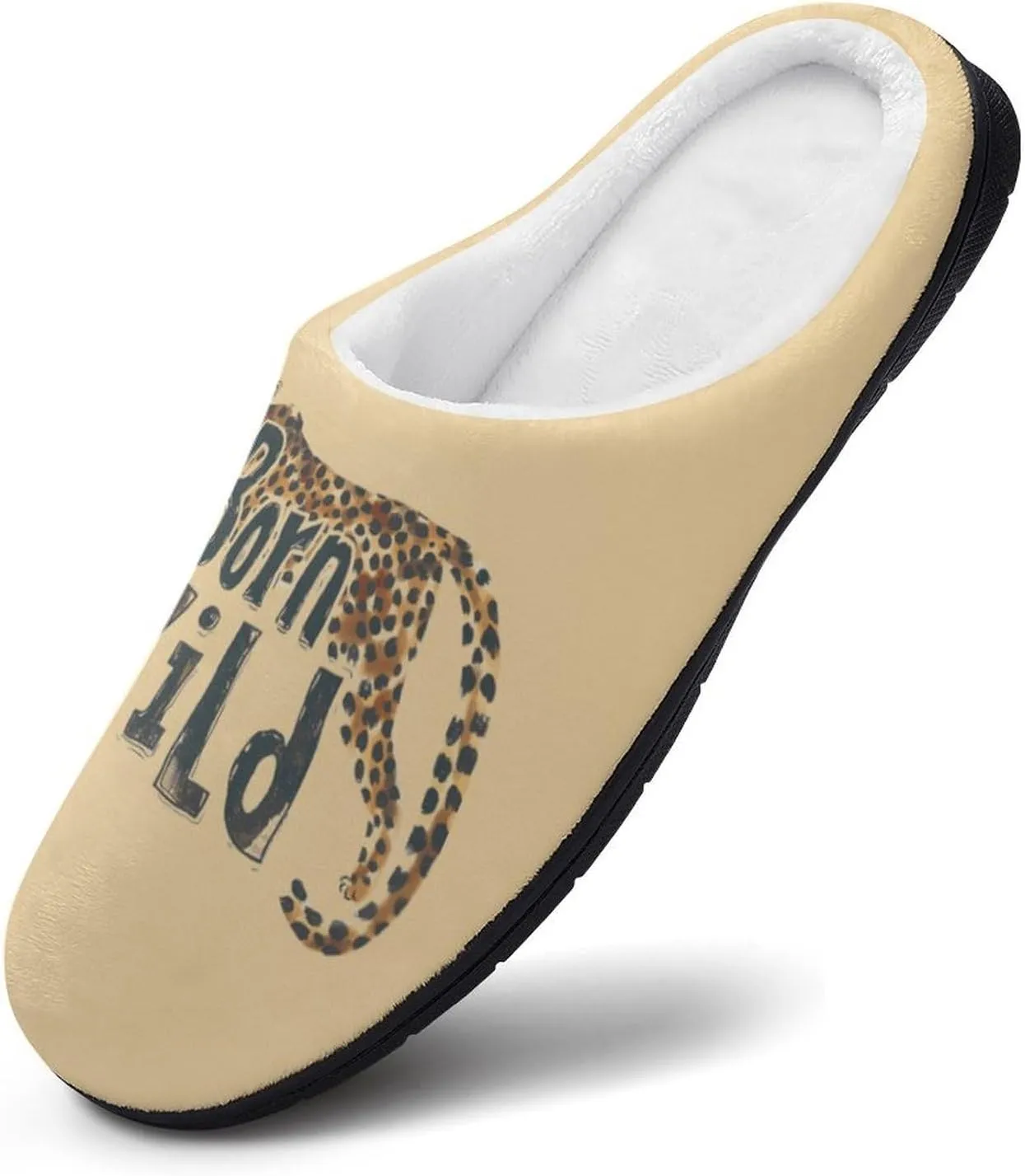 Born Wild Cheetah Leopard Animal Women's Cotton House Slippers Soft Memory Foam Home Shoes Indoor Slip On Shoes