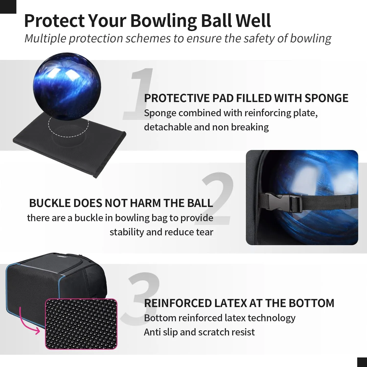 Bowling Backpack, Single Bowling Ball Bag with Shoe Bag Up to Size 16, Bowling Accessories Gifts for Bowling Lovers,Bowling Bag with Padded Ball Holder(BLACK)