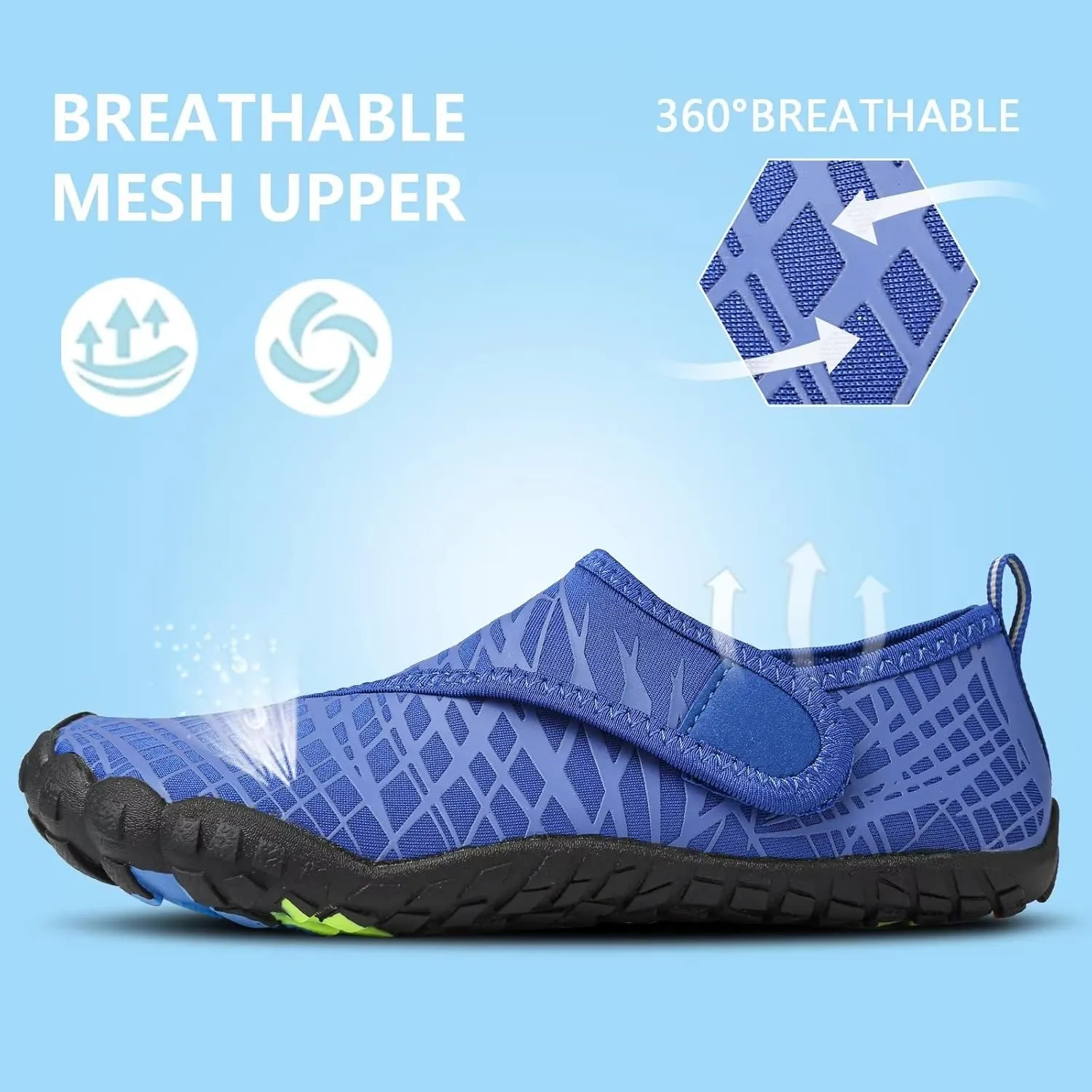 Boys & Girls Water Shoes Lightweight Comfort Sole Easy Walking Athletic Slip on Aqua 5 Toe Sock(Toddler/Little Kid/Big Kid)
