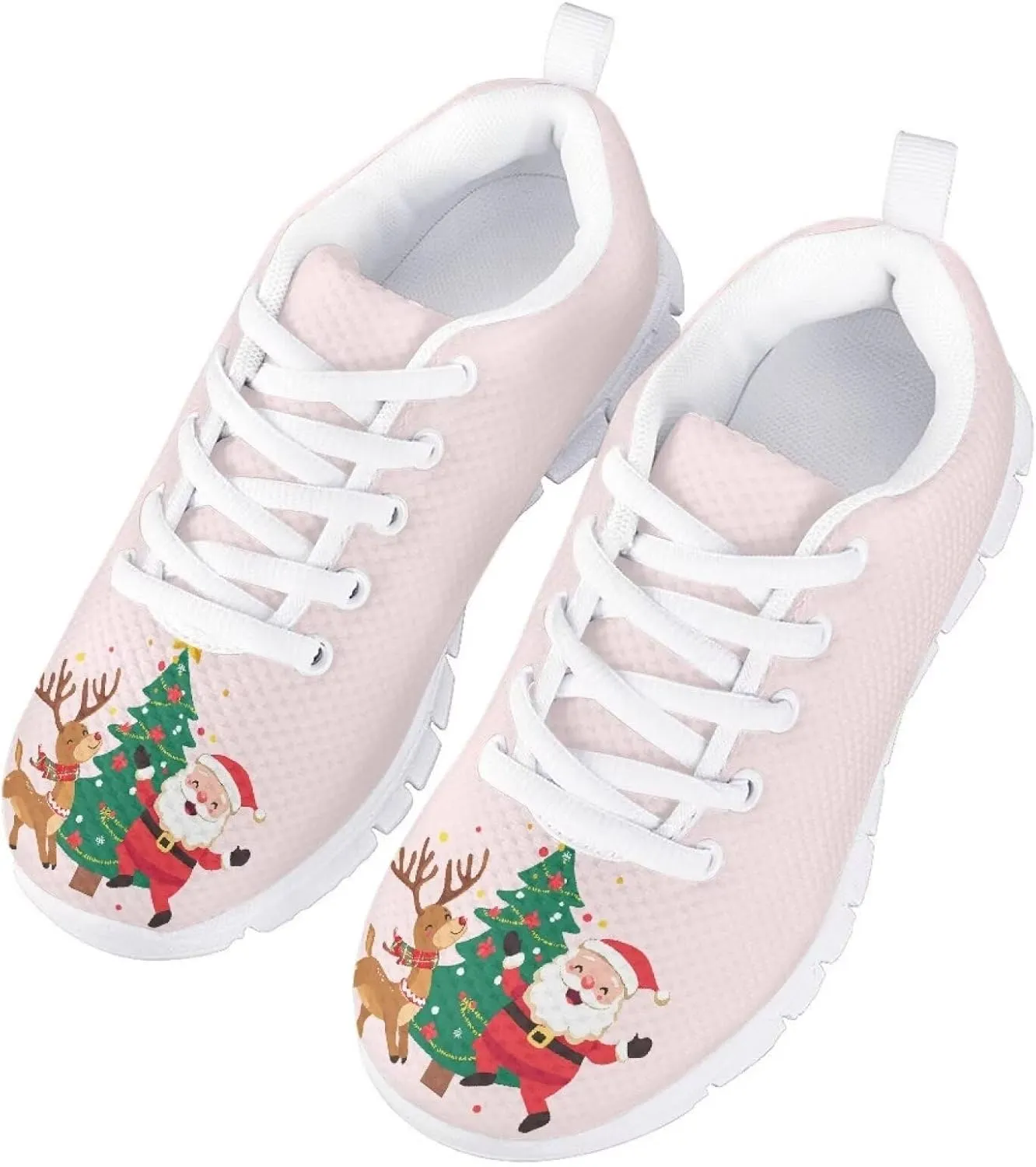 Boys Girls Christmas Mesh Sneaker Non Slip Breathable Sports Running Tennis Shoe Lace-up Casual Walking Shoe US11-5