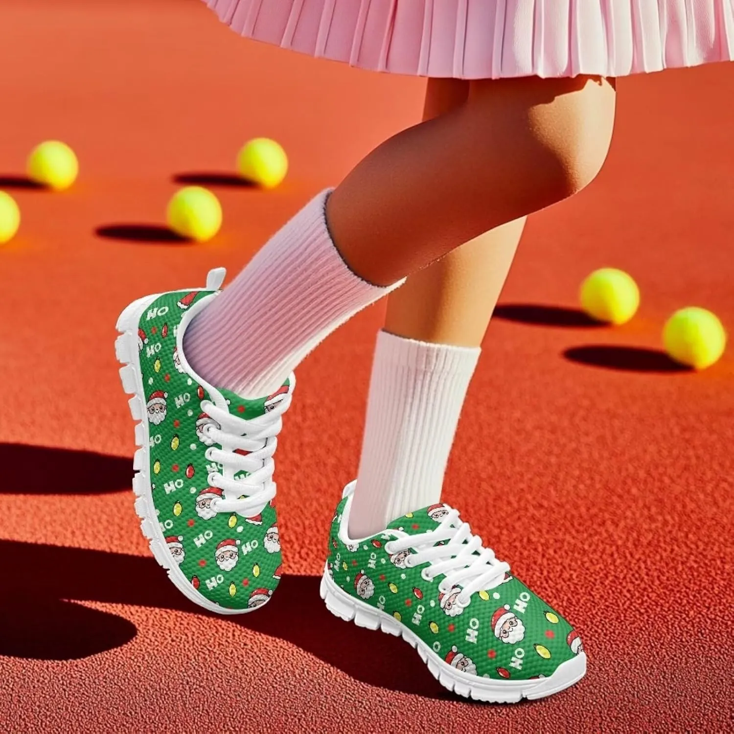 Boys Girls Christmas Mesh Sneaker Non Slip Breathable Sports Running Tennis Shoe Lace-up Casual Walking Shoe US11-5