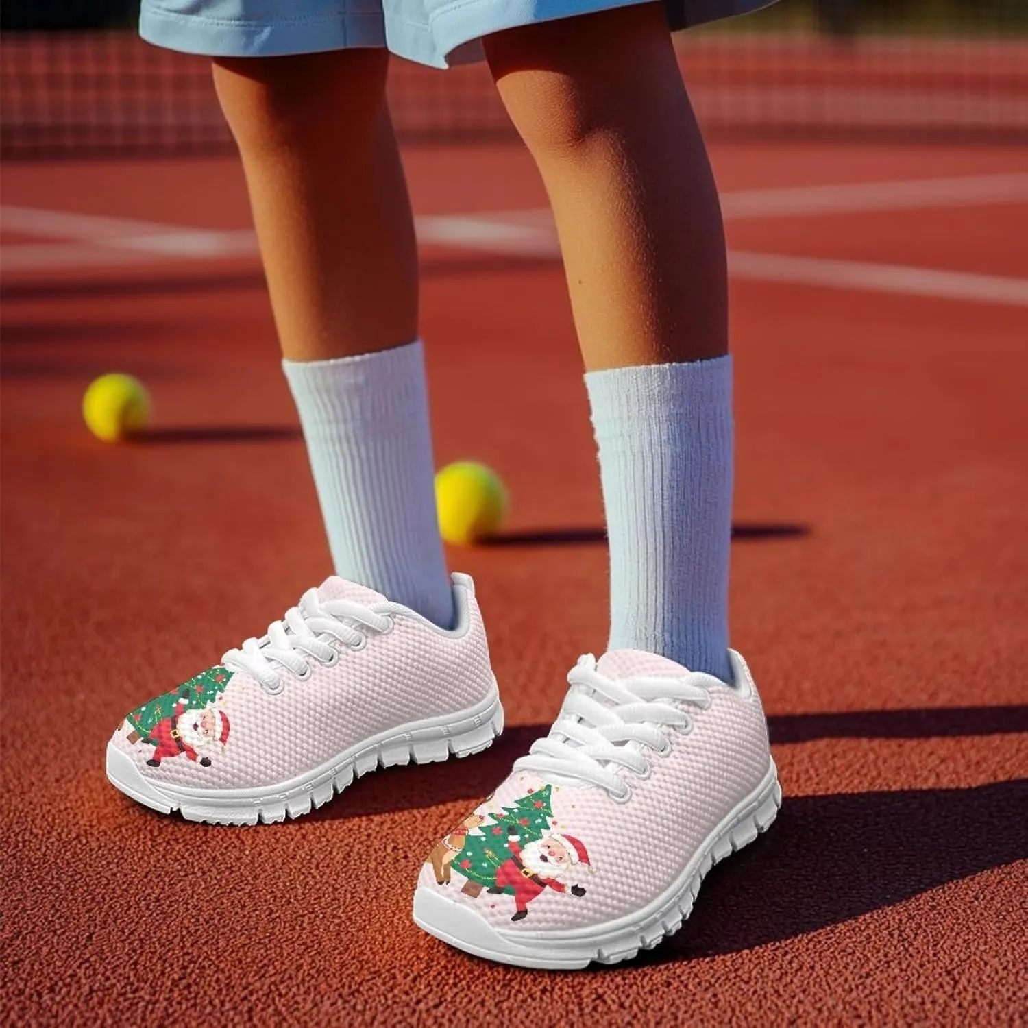 Boys Girls Christmas Mesh Sneaker Non Slip Breathable Sports Running Tennis Shoe Lace-up Casual Walking Shoe US11-5