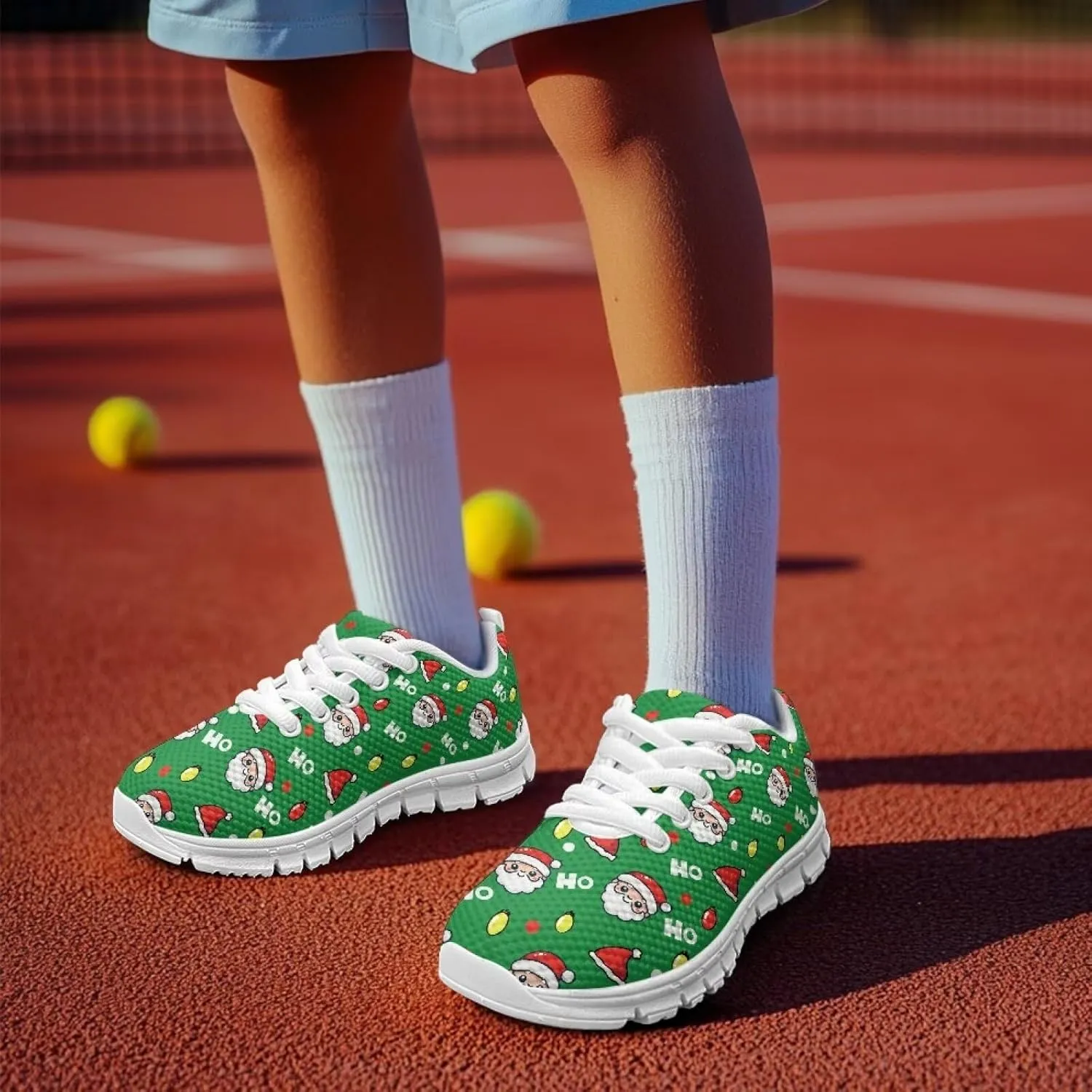 Boys Girls Christmas Mesh Sneaker Non Slip Breathable Sports Running Tennis Shoe Lace-up Casual Walking Shoe US11-5