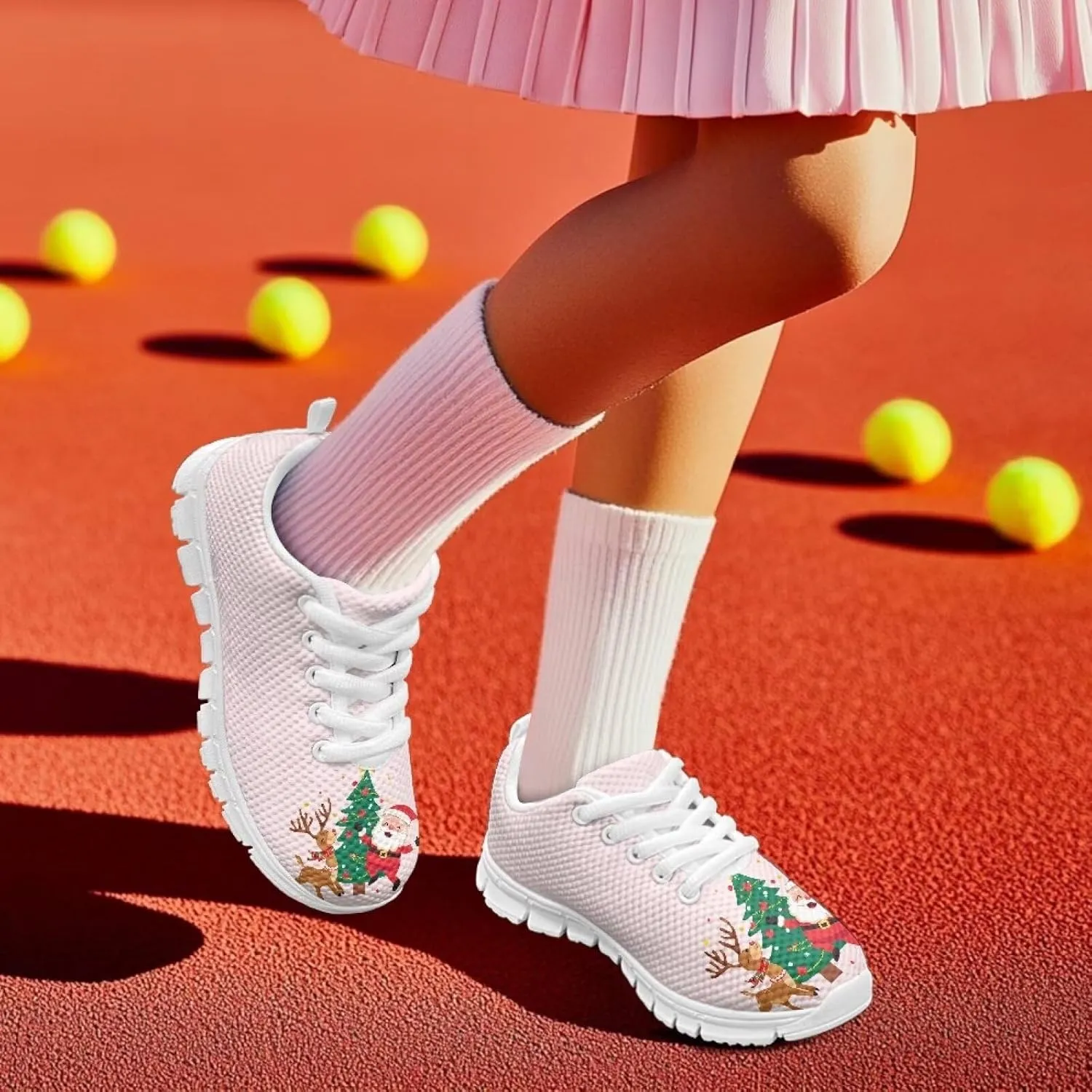 Boys Girls Christmas Mesh Sneaker Non Slip Breathable Sports Running Tennis Shoe Lace-up Casual Walking Shoe US11-5