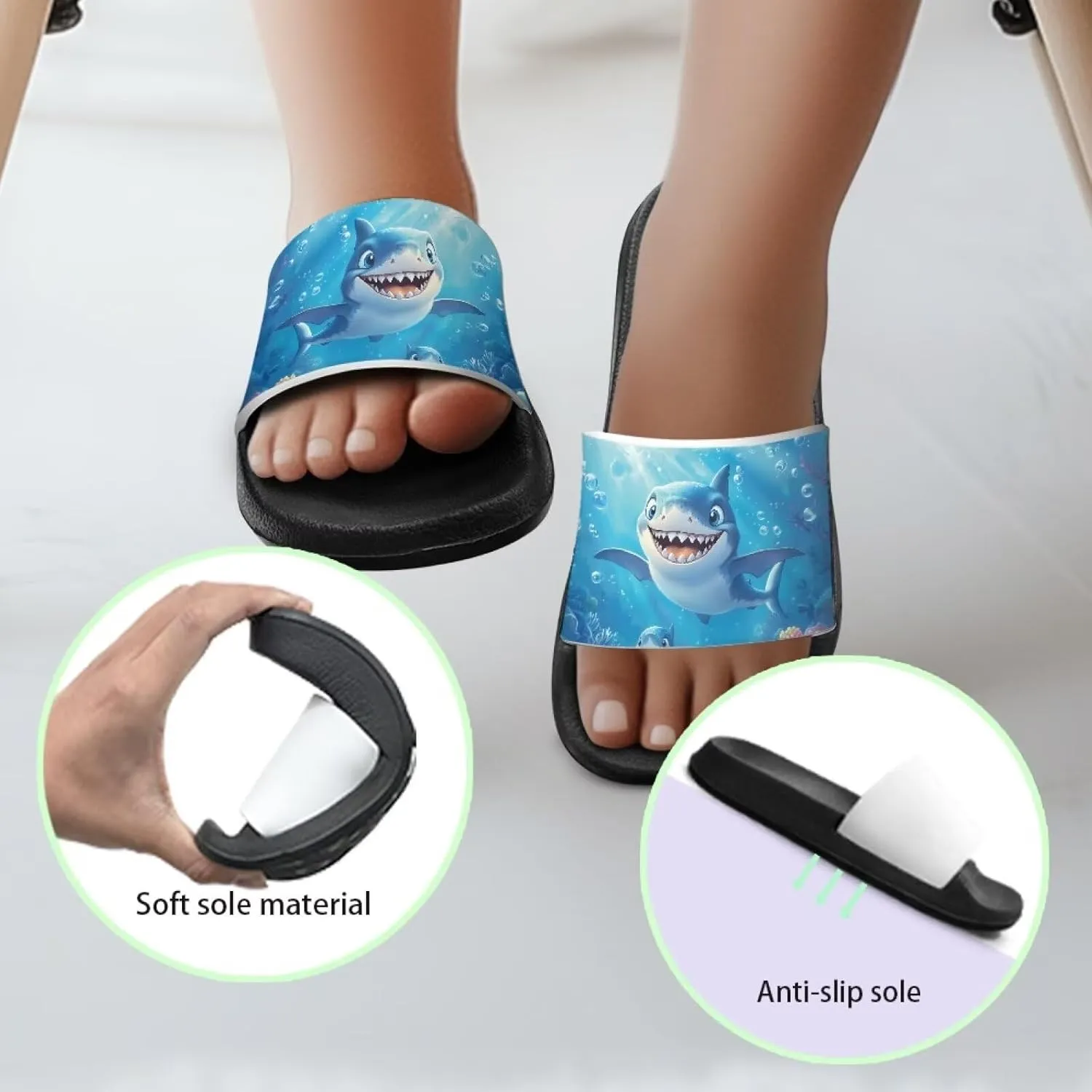 Boys Sandals with EVA Soft Sole Lightweight Slip-On Beach Slippers