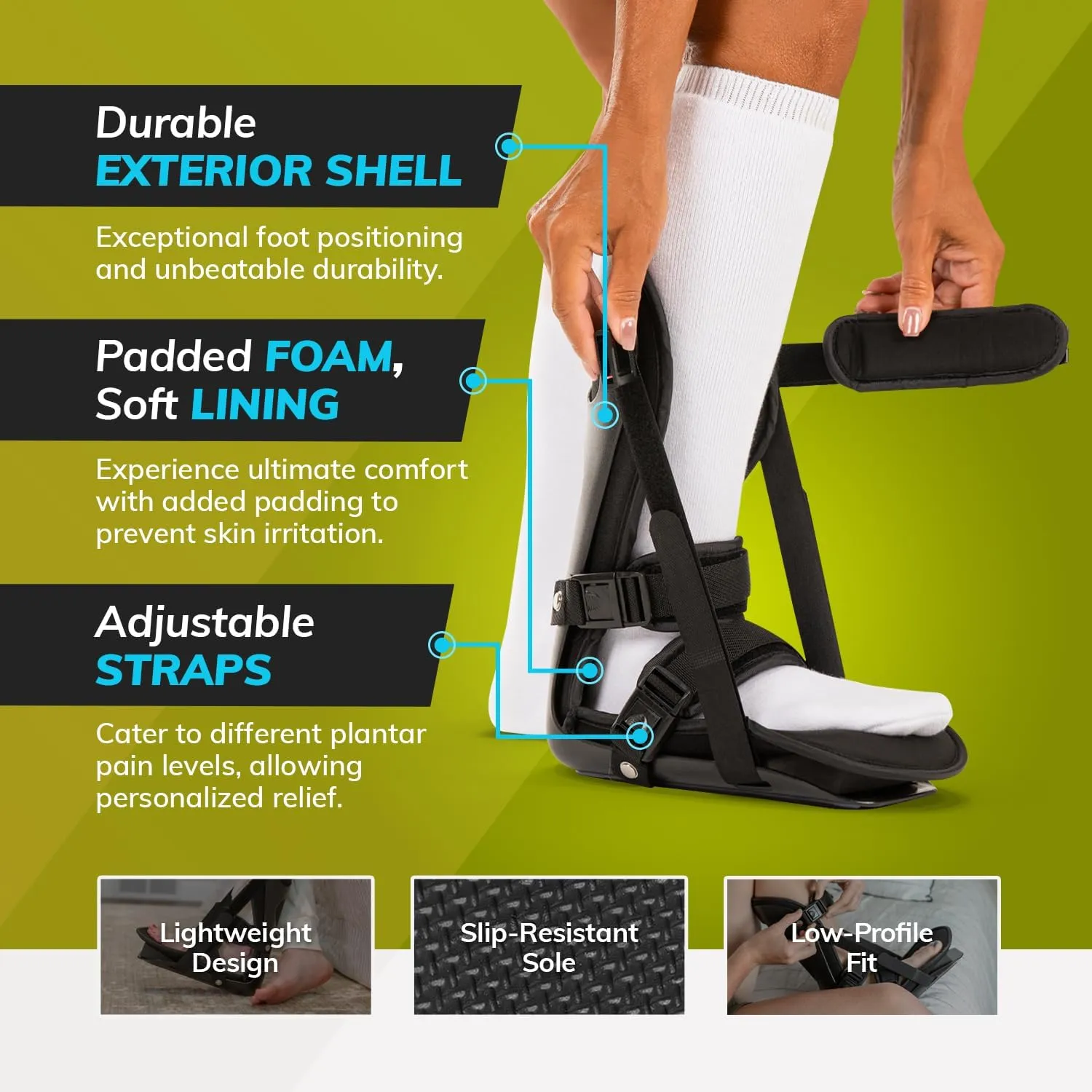 BraceAbility Sleeping Stretch Boot - Plantar Fasciitis Night Foot Splint Adjustable Achilles Tendonitis Brace for Fascia, Tendon and Calf Stretching, Heel and Bone Spur or Arch Pain Treatment (Large)