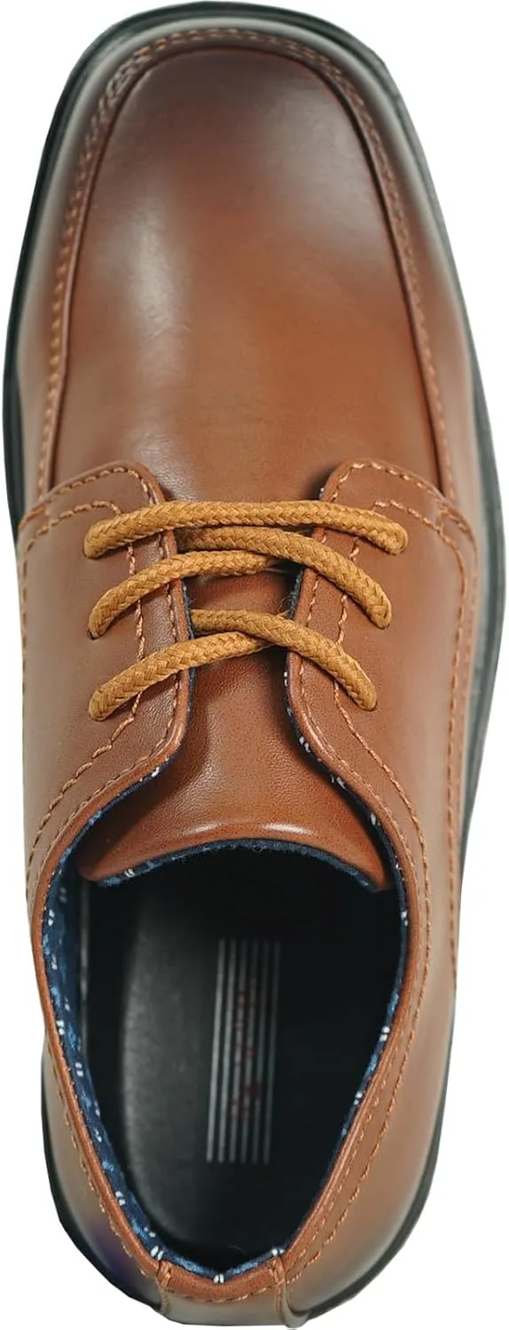 bravo! Boy Classic Slip-on Loafer and Lace-up Oxford William Kid Dress Shoe School Uniform with Removable Insole and Square Toe Black Brown Black Patent
