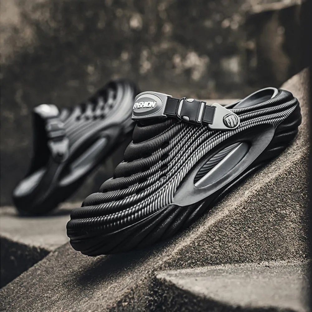 Breathable Slip-On Sandals for Men, Summer Hollow Thick-Soled Beach Slippers, Non-Slip Lightweight Comfort for Indoor Outdoor Activities