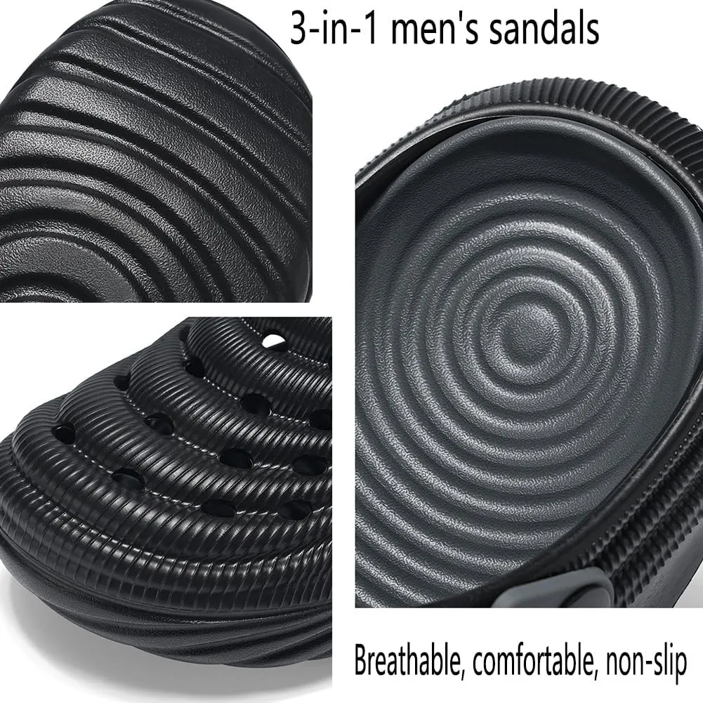 Breathable Slip-On Sandals for Men, Summer Hollow Thick-Soled Beach Slippers, Non-Slip Lightweight Comfort for Indoor Outdoor Activities