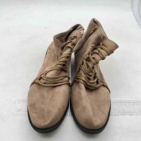 Brown Women's Lace Up Ankle Boots Casual Comfortable Lightweight Walking Shoes