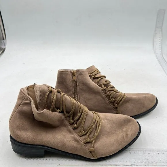 Brown Women's Lace Up Ankle Boots Casual Comfortable Lightweight Walking Shoes