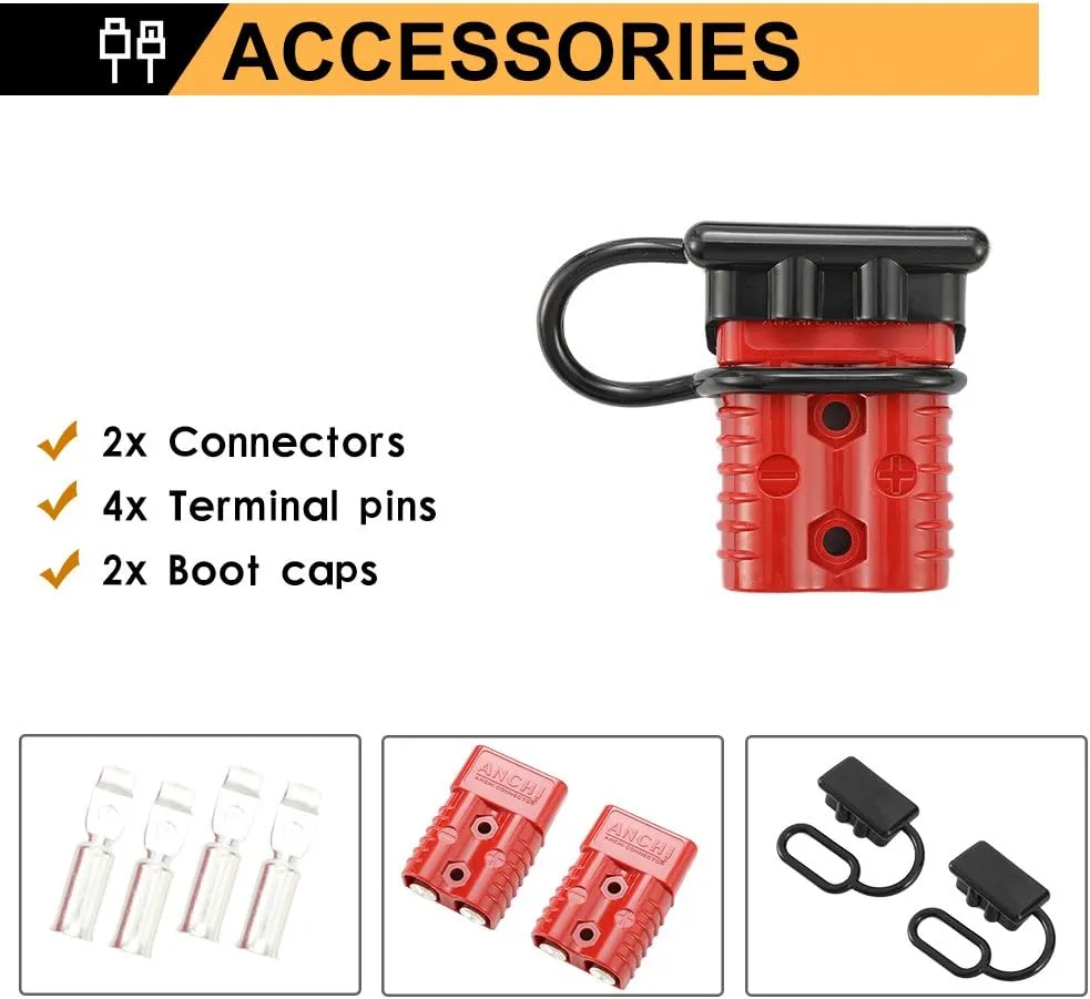 BUNKER INDUST 175A 1/0AWG Battery Quick Connect Wire Harness Plug Kit Battery Cable Quick Connect Disconnect Plug for Winch Auto Car Trailer Driver Electrical Devices,2 Pcs,Red