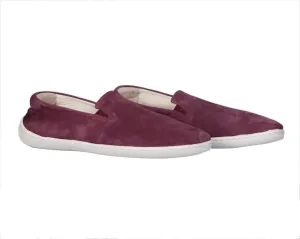 Burgundy Slip-On Wide Barefoot Shoes Nubuck Leather Handmade 6mm Rubber Outsole