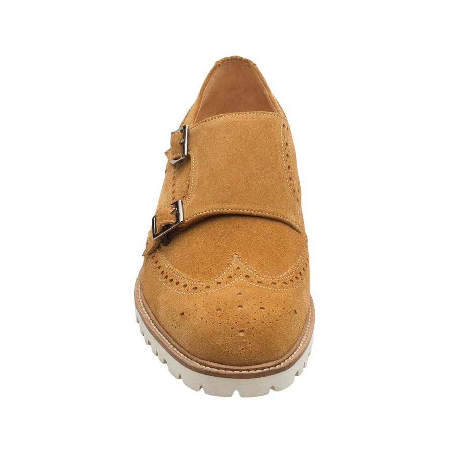 Camel Suede Lightweight Wingtip Monks