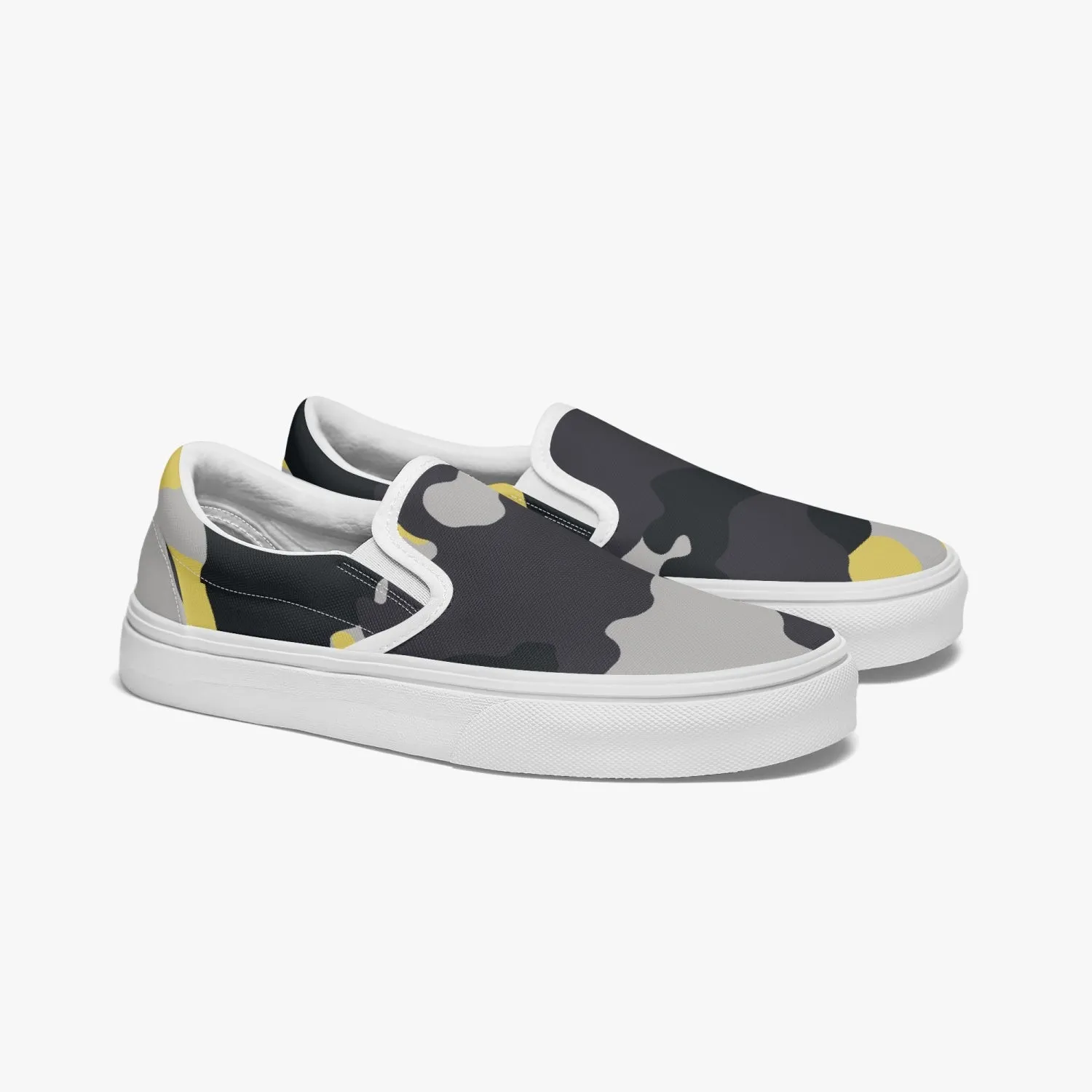 Camo Slip-On Shoes | Yellow, Black, and Silver Camouflage