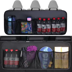 Car Boot Organiser, Back Seat Boot Bag, Car Leather Storage Bag with 8 Pockets, Compatible with Chevrolet Suburban Groove Adra FNR-CarryAIl, C2 Black