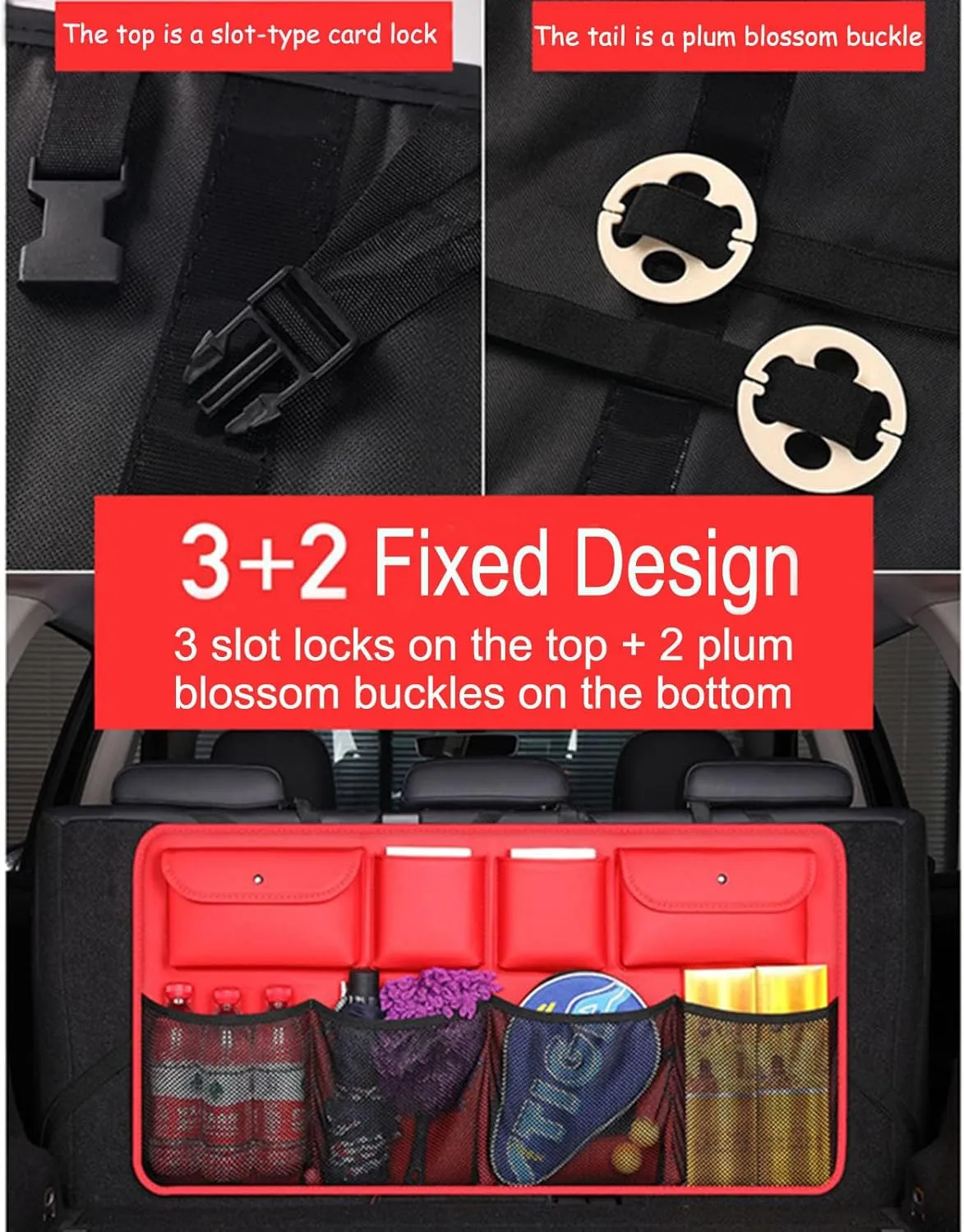 Car Boot Organiser, Back Seat Boot Bag, Car Leather Storage Bag with 8 Pockets, Compatible with Volvo Concept Recharge, A4 Orange