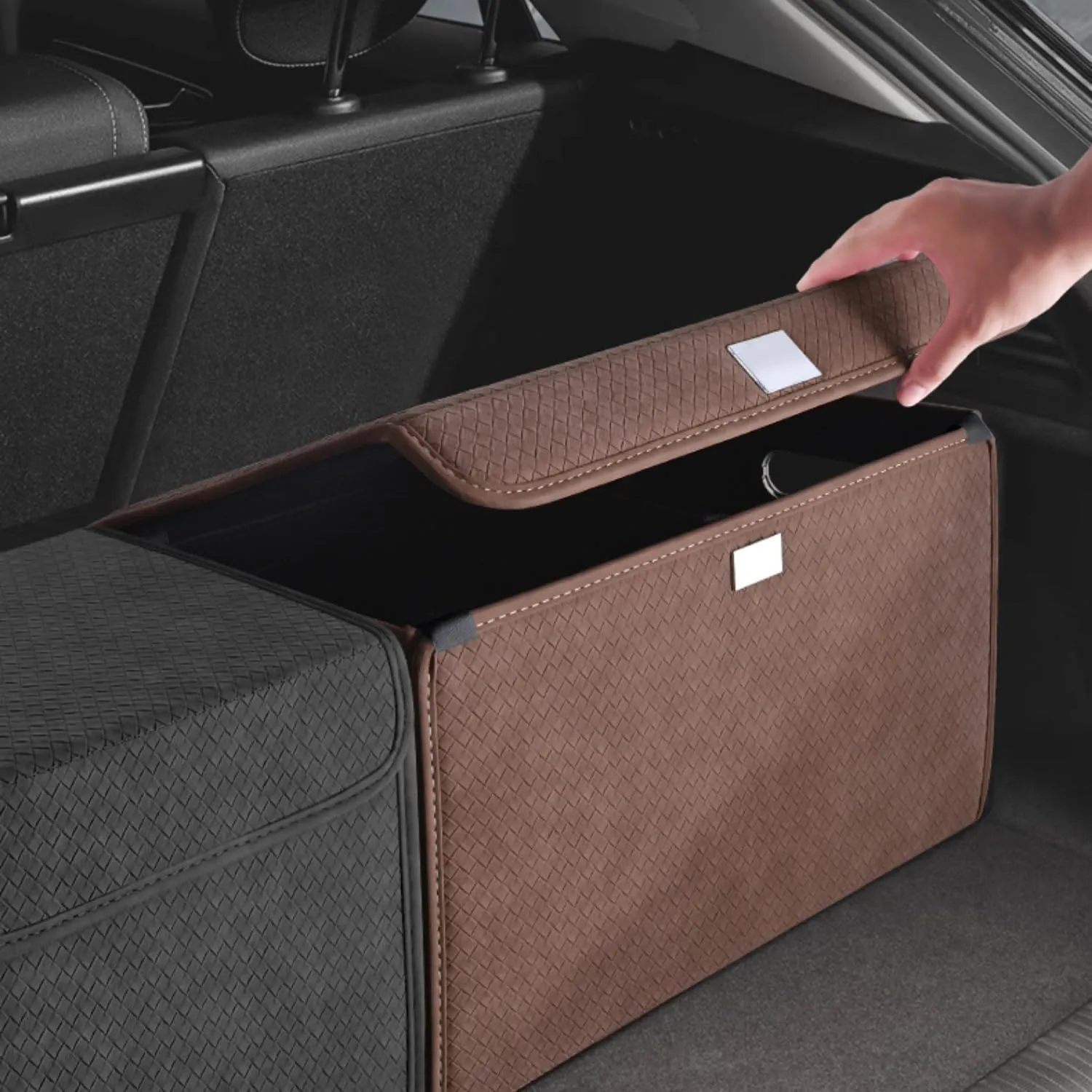 Car Boot Organiser,Car Trunk Organizer, Foldable Car Boot Tidy Storage Box Waterproof PU Car Boot Storage Organiser for Jaguar XJ XFL XEL E-PAC F-PACE,B Red-S