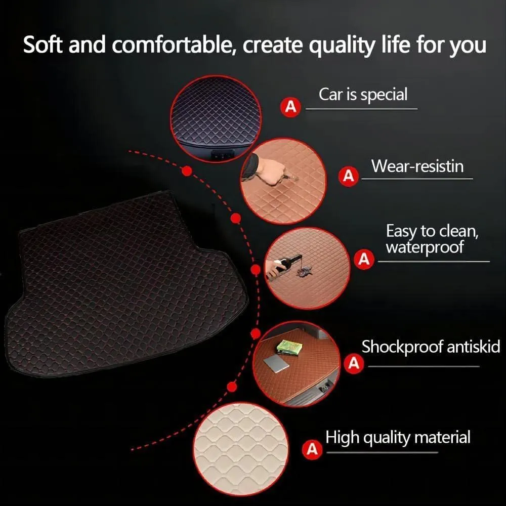 Car Leather Boot Mats for Mitsubishi Mirage 2012-2022, Waterproof Anti Scratch Anti Slip Trunk Pad Cargo Protector Liners Auto Accessories,D