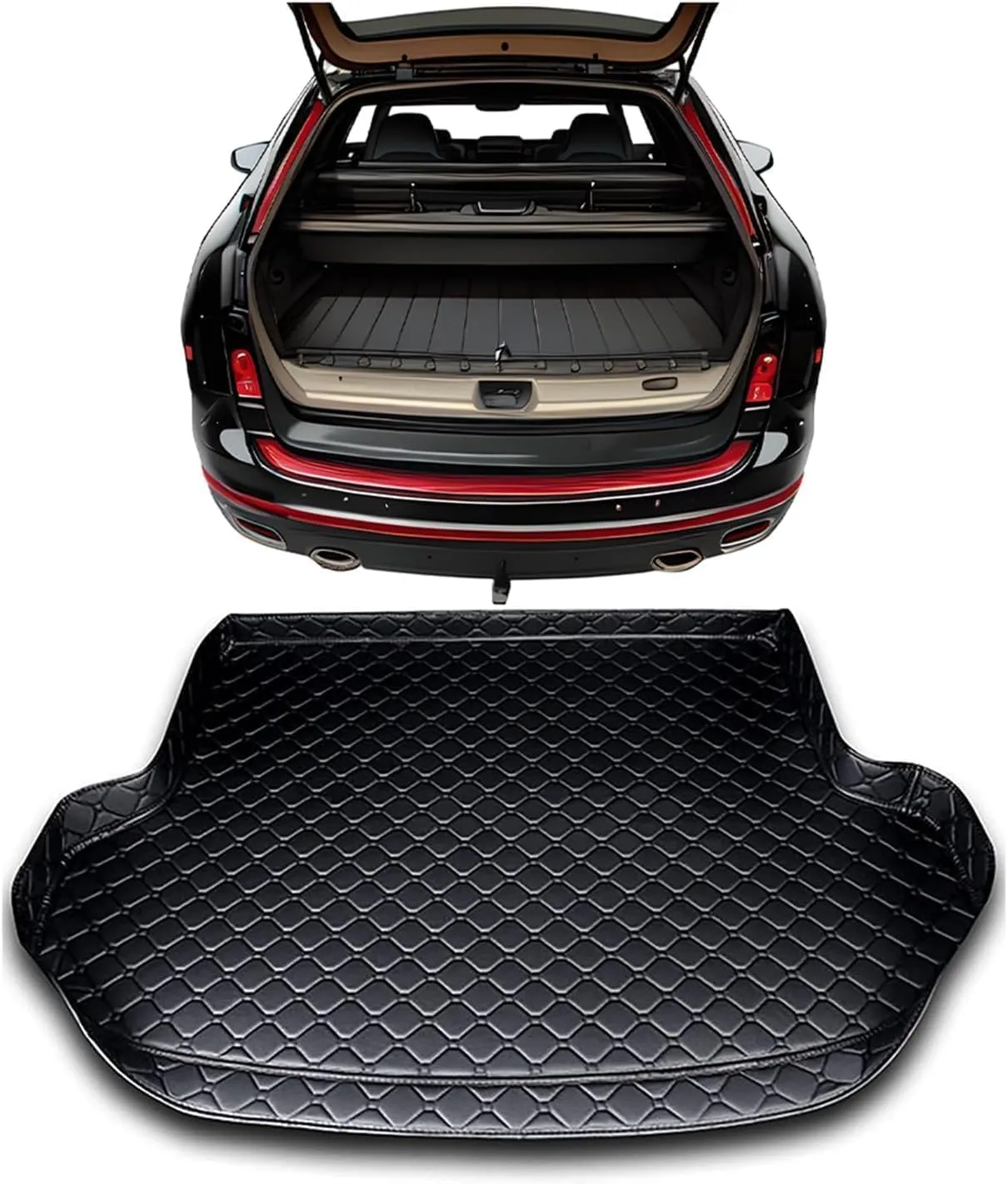 Car Leather Boot Mats for Mitsubishi Mirage 2012-2022, Waterproof Anti Scratch Anti Slip Trunk Pad Cargo Protector Liners Auto Accessories,D