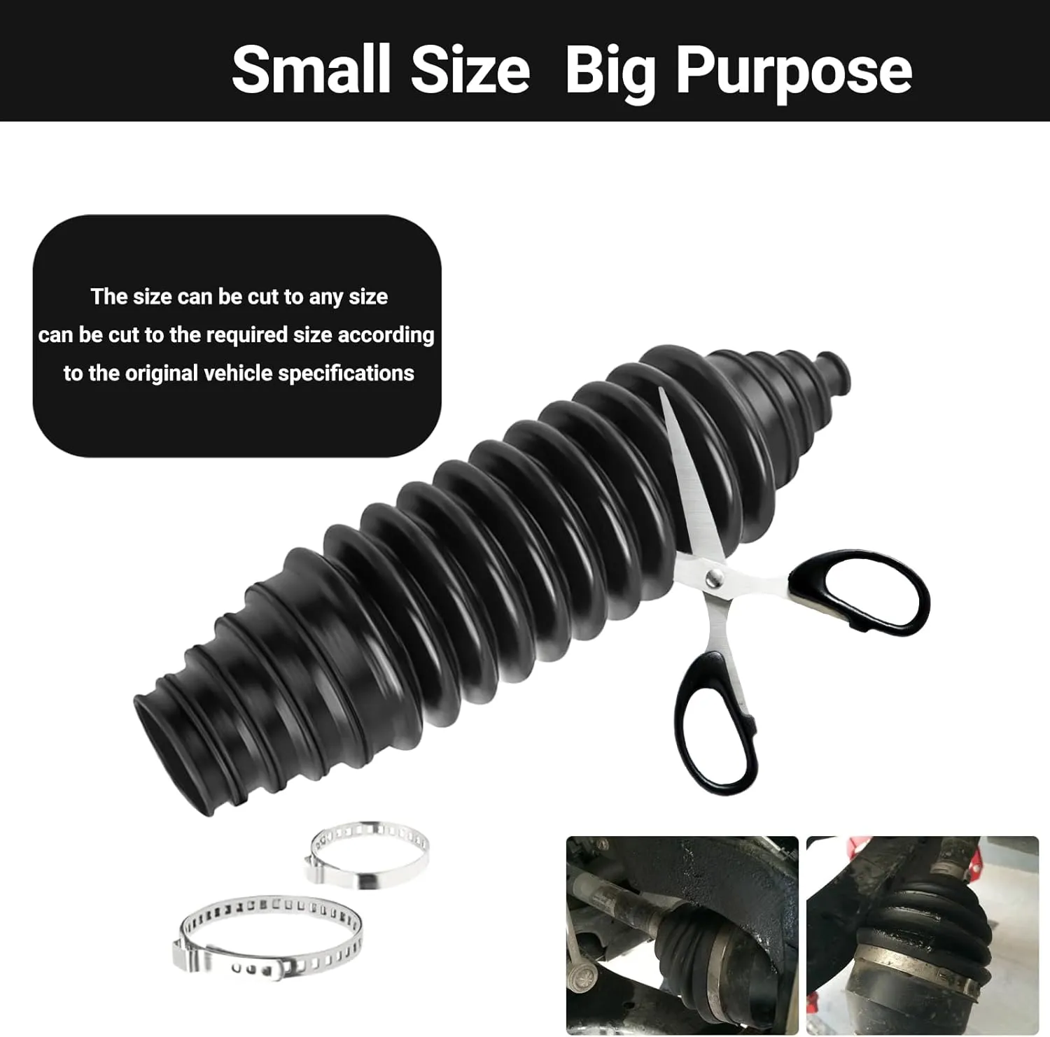 Car Rack and Pinion Boot Steering Rack Boot Tool Kit, Dustproof Silicone Inner Tie Rod Boot Set with Cable Ties Locking Clamps, Auto Inner Tie Rod Boot Accessories