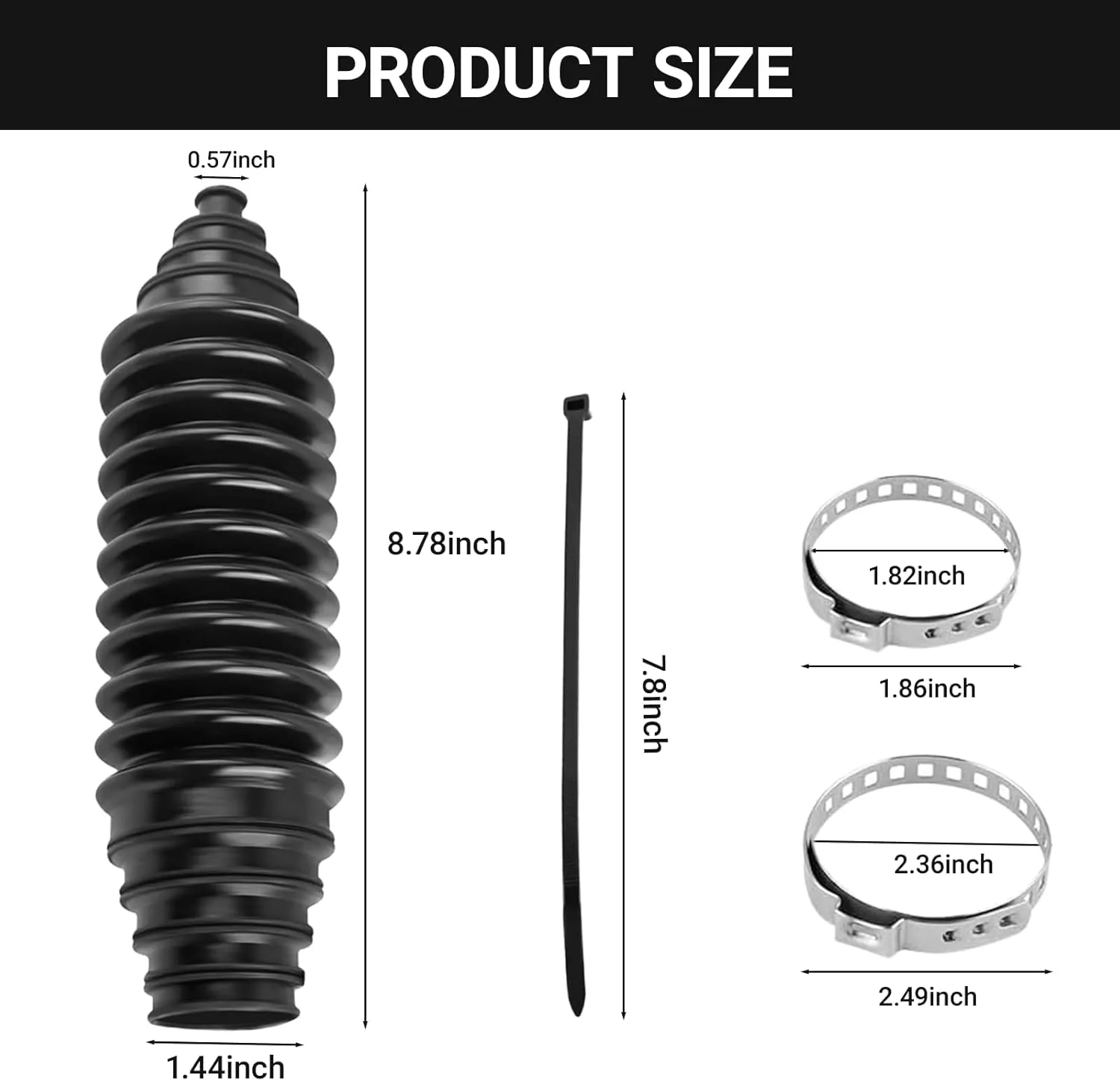 Car Rack and Pinion Boot Steering Rack Boot Tool Kit, Dustproof Silicone Inner Tie Rod Boot Set with Cable Ties Locking Clamps, Auto Inner Tie Rod Boot Accessories