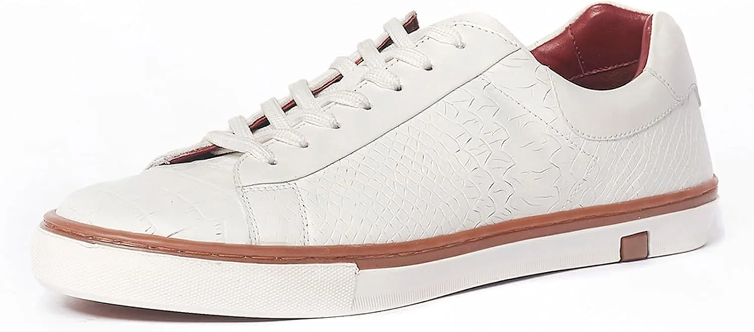 Carlos Santana Leather Walker Reptile Sneaker for Men | 100% Leather | Durable Rubber Outsole & Removable Leather Cushioned Footbed