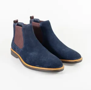 Cavani Arizona Chelsea Suede Boots in Navy