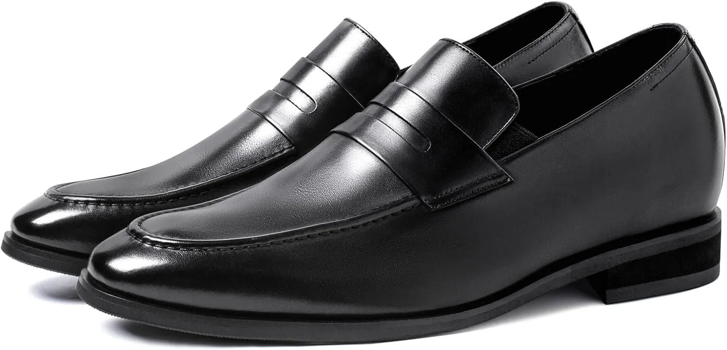 CHAMARIPA Elevator Shoes for Men - Height Increasing Shoes with Genuine Leather Lining Easy Slip on Designed Loafer 1.97/2.36/2.76 inch Taller