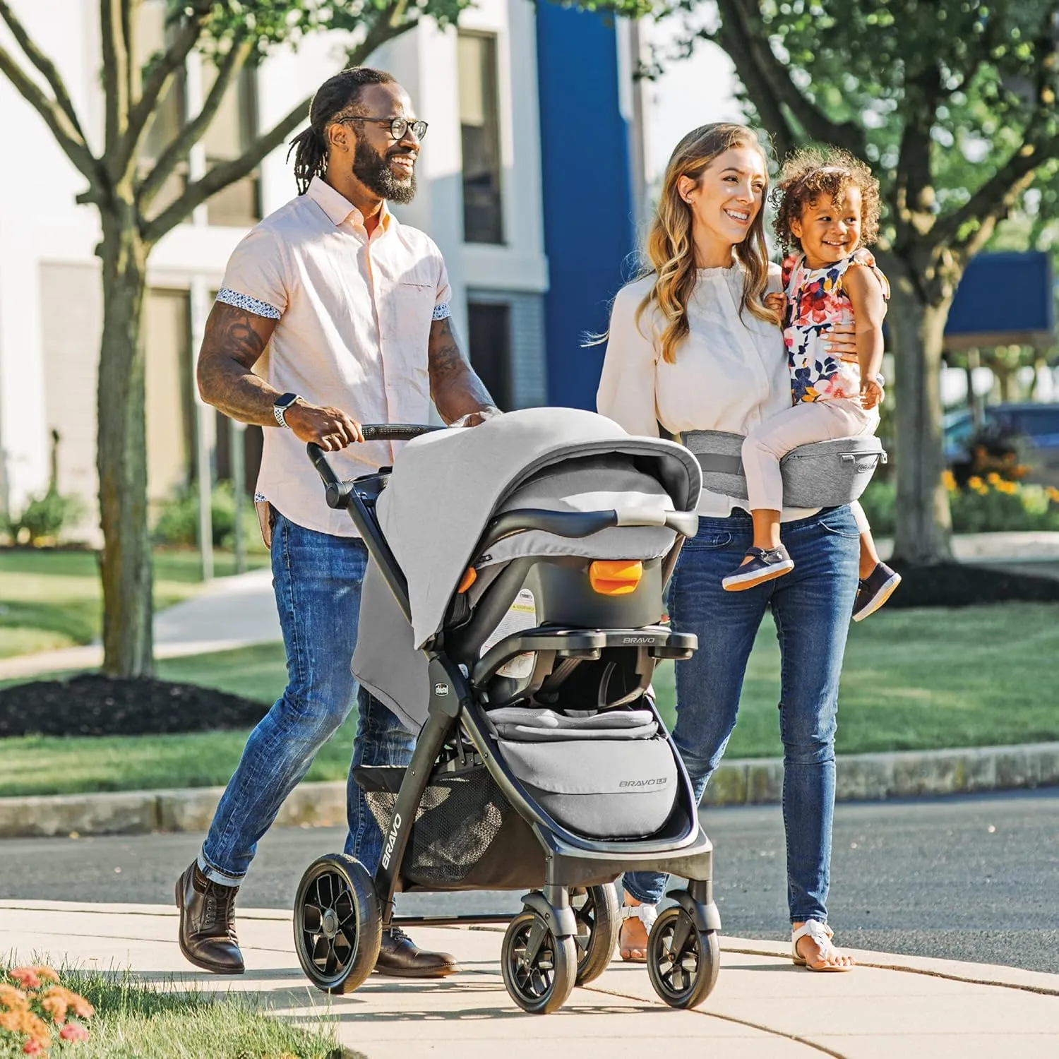 Chicco Bravo LE Trio Travel System, Bravo LE Quick-Fold Stroller with KeyFit 30 Zip Infant Car Seat, Car Seat and Stroller Combo | Harbor/Navy
