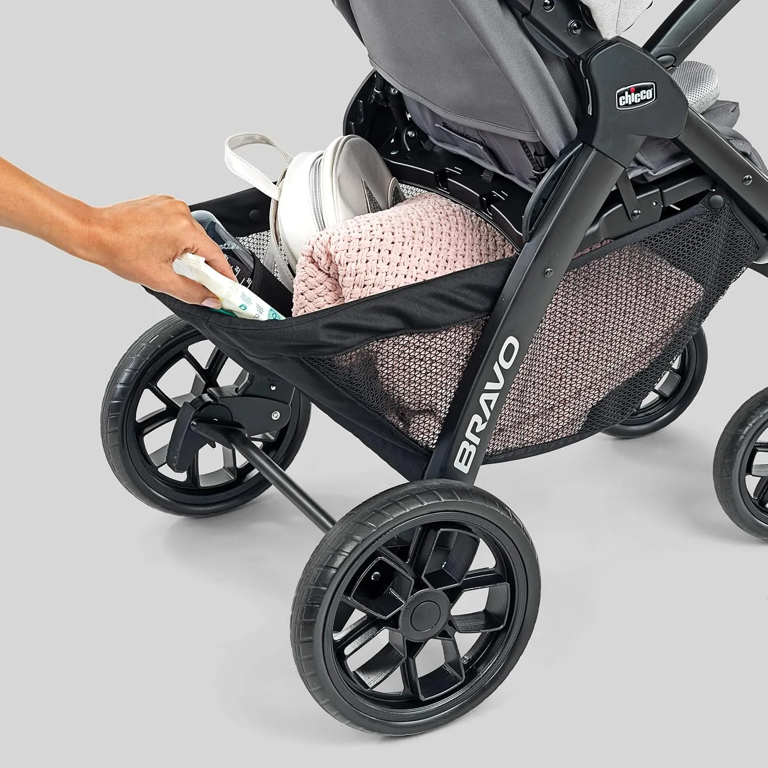 Chicco Bravo LE Trio Travel System, Bravo LE Quick-Fold Stroller with KeyFit 30 Zip Infant Car Seat, Car Seat and Stroller Combo | Harbor/Navy