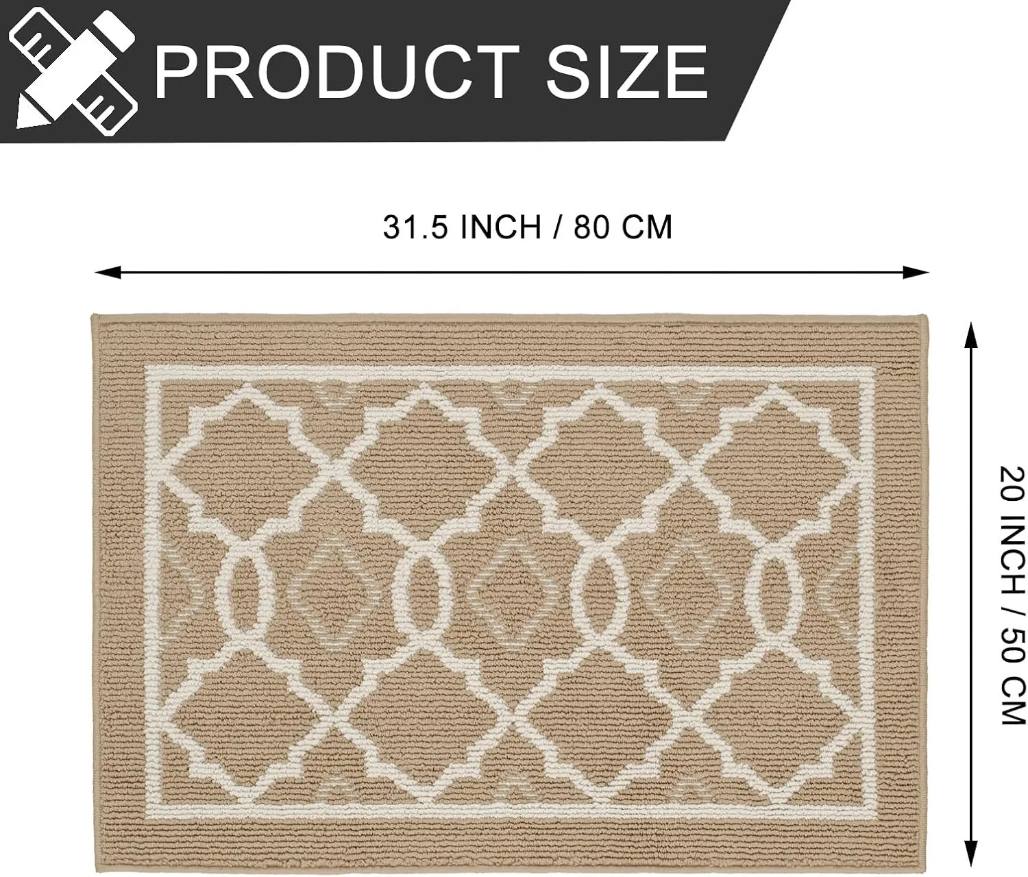 CHICHIC Khaki Indoors Doormat 31.5'' x 20'' Welcome Mat for Home Entrance Entry Way Entry Rugs Floor Mat Machines Washable Non Slip Rugs Inside Outdoors