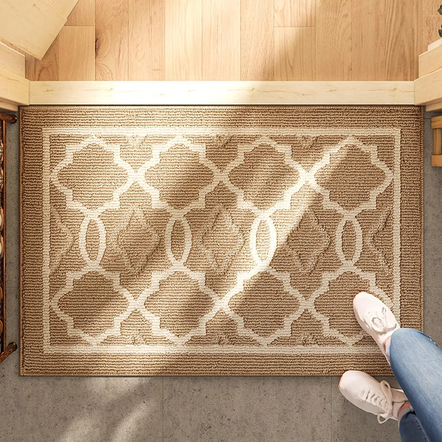 CHICHIC Khaki Indoors Doormat 31.5'' x 20'' Welcome Mat for Home Entrance Entry Way Entry Rugs Floor Mat Machines Washable Non Slip Rugs Inside Outdoors