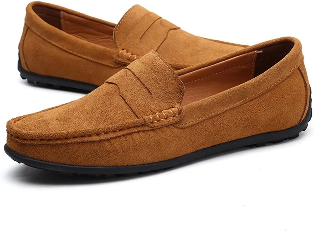 ChicWind Men's Suede Leather Penny Loafers Driving Moccasins Slip On Flats Boat Shoes