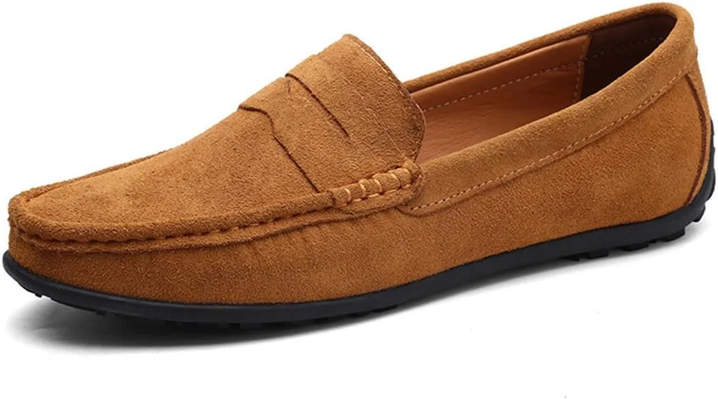 ChicWind Men's Suede Leather Penny Loafers Driving Moccasins Slip On Flats Boat Shoes