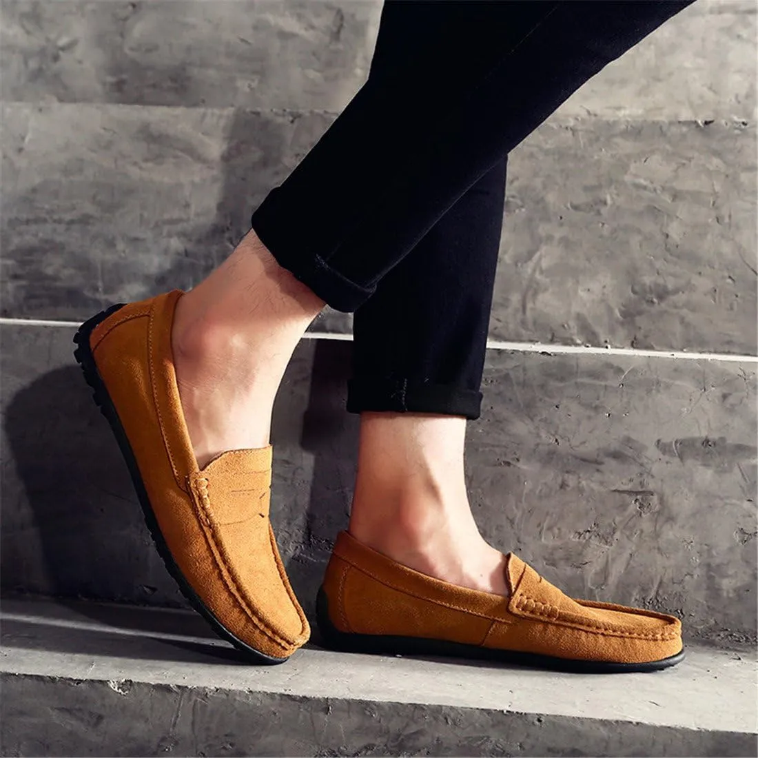 ChicWind Men's Suede Leather Penny Loafers Driving Moccasins Slip On Flats Boat Shoes