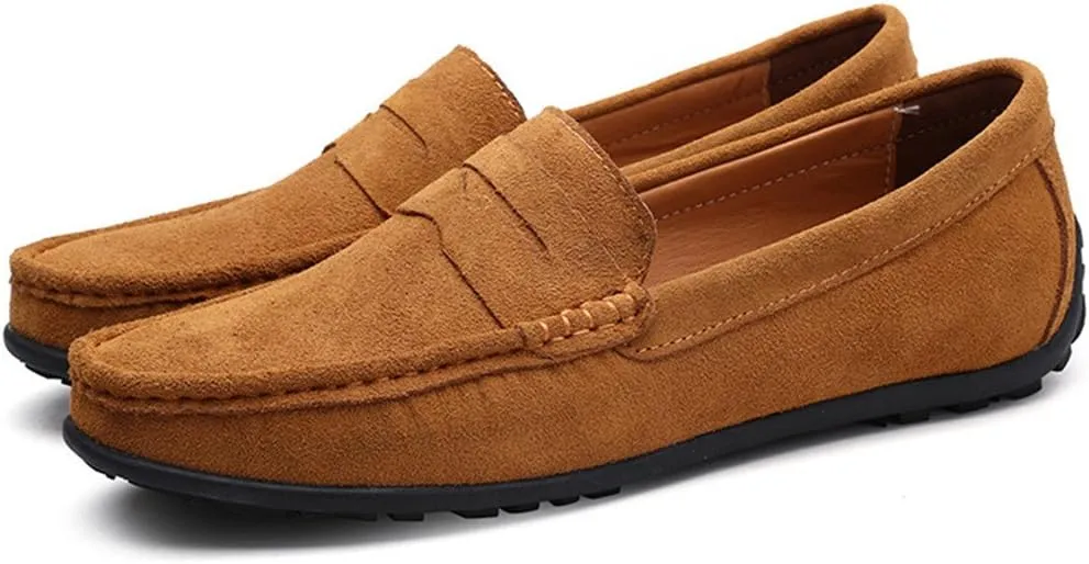 ChicWind Men's Suede Leather Penny Loafers Driving Moccasins Slip On Flats Boat Shoes