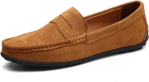 ChicWind Men's Suede Leather Penny Loafers Driving Moccasins Slip On Flats Boat Shoes