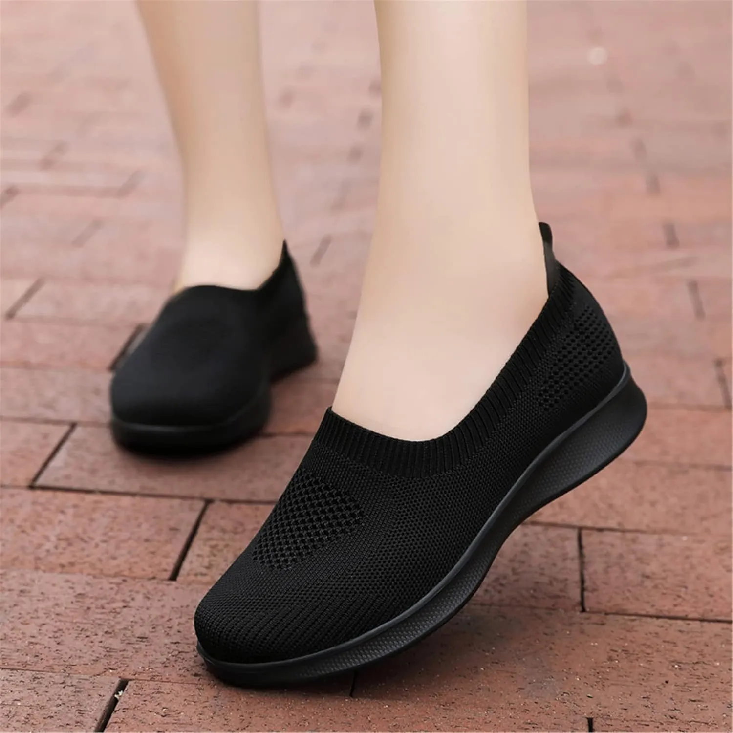 ChicWind Women's Mesh Walking Loafer Shoes Slip on Sock Sneakers Easy Nurse Flat Work Shoes