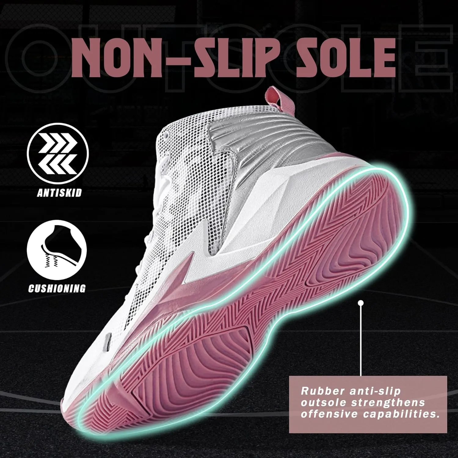 CJSPORX Men Women Basketball Shoes Breathable Non Slip Outdoor Fashion Sneakers