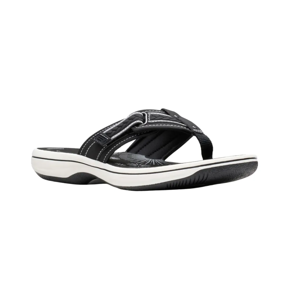 Clarks Women's Breezey Sun H Comfortable Braided and Stitching Strap Slip-On Sandal, Black