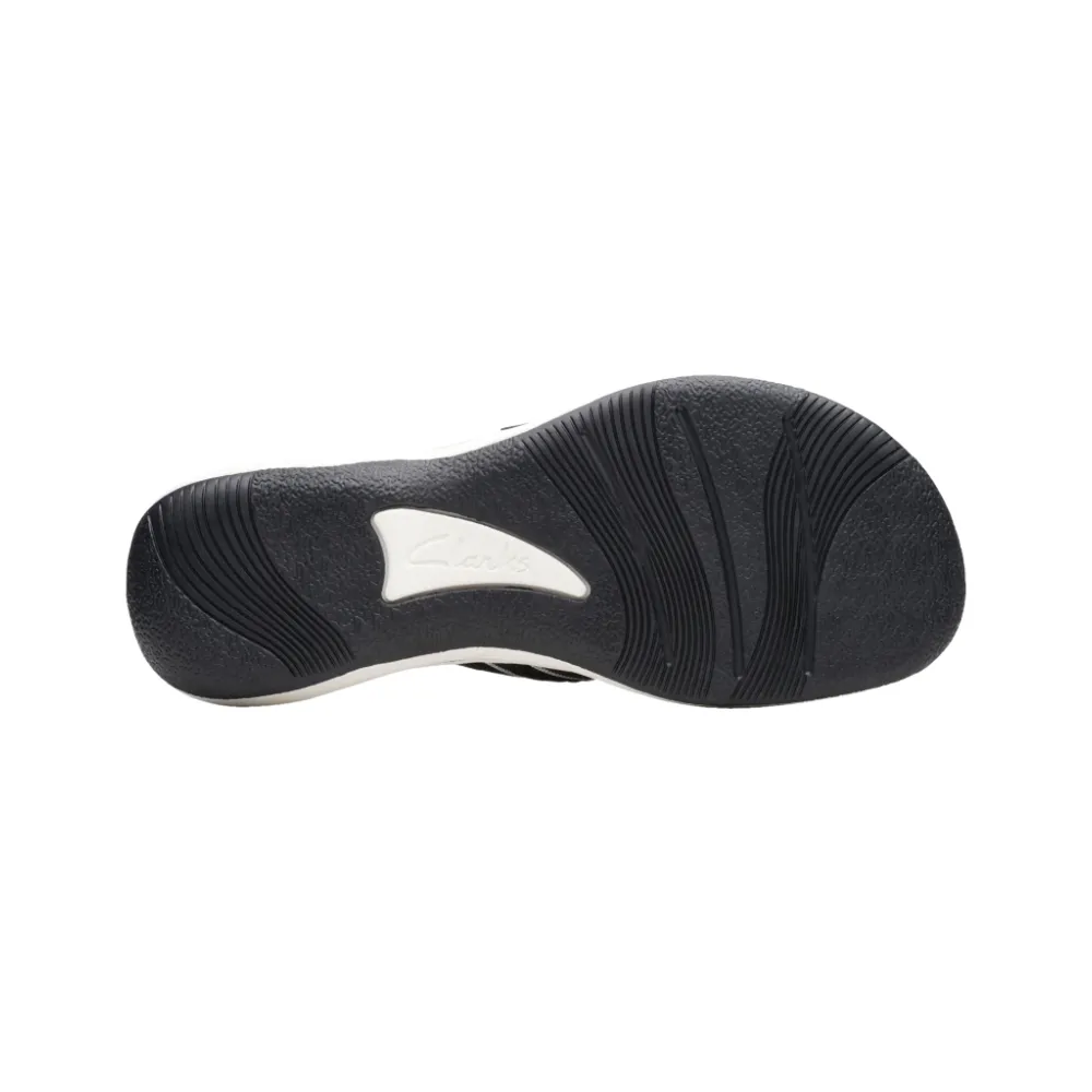Clarks Women's Breezey Sun H Comfortable Braided and Stitching Strap Slip-On Sandal, Black