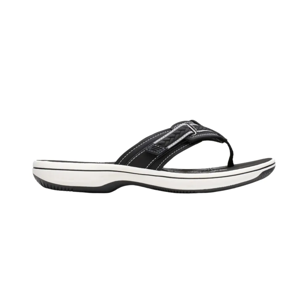 Clarks Women's Breezey Sun H Comfortable Braided and Stitching Strap Slip-On Sandal, Black