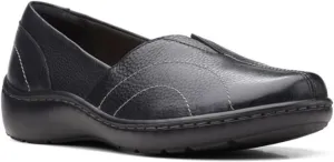 Clarks womens Cora Meadow Loafer, Black Leather, 8.5 US
